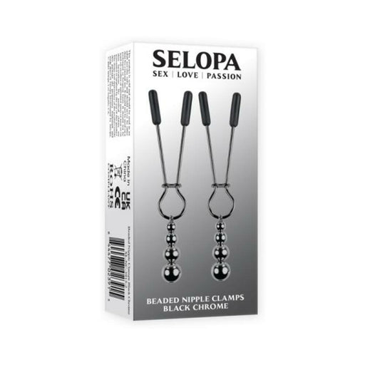 Selopa Beaded Nipple Clamps Stainless Steel Black Chrome - SexToy.com