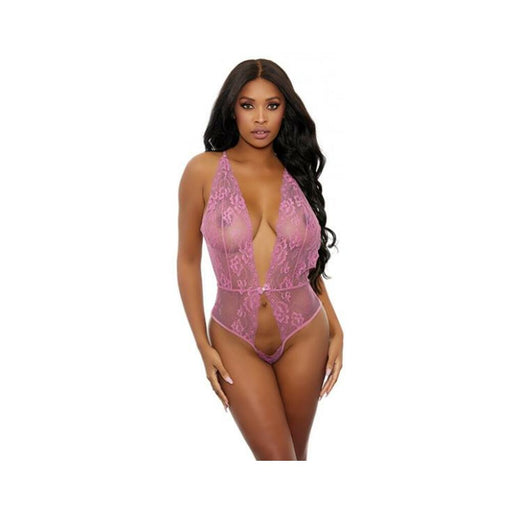 Sheer Lace Open Teddy Pink O/s - SexToy.com