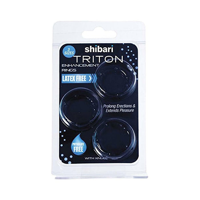Shibari Triton Enhancement Pleasure Rings With Knubbs 3pk Black | SexToy.com