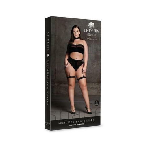 Shots Le Desir Shade Ananke Xii 3-piece With Choker, Bandeau Top & Panty With Garters Black Queen Si | SexToy.com