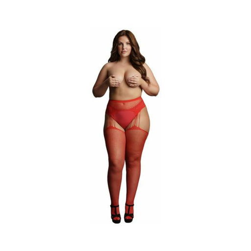Shots Le Desir Suspender Rhinestone Pantyhose Red Qs | SexToy.com