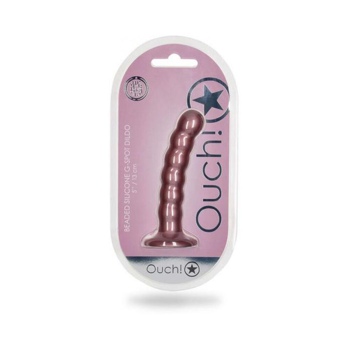 Shots Ouch! Beaded Silicone 5 In. G-spot Dildo Rose Gold | SexToy.com