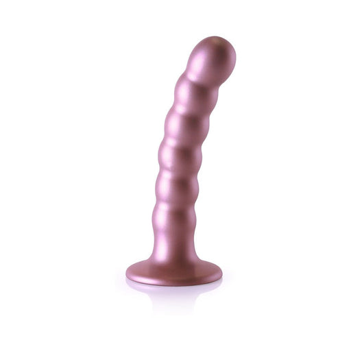 Shots Ouch! Beaded Silicone 5 In. G-spot Dildo Rose Gold - SexToy.com