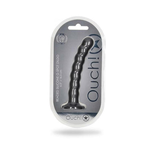 Shots Ouch! Beaded Silicone 6.5 In. G-spot Dildo Gunmetal | SexToy.com