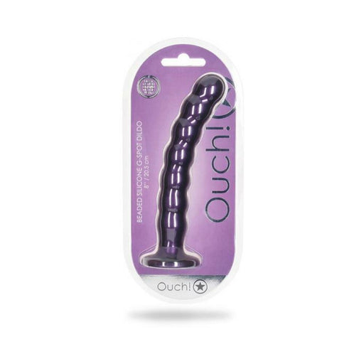 Shots Ouch! Beaded Silicone 8 In. G-spot Dildo Metallic Purple | SexToy.com