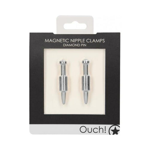 Shots Ouch Diamond Pin Magnetic Nipple Clamps - Silver - SexToy.com