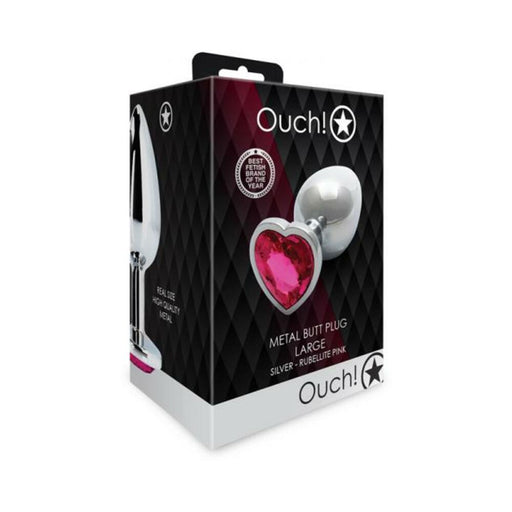 Shots Ouch! Heart Gem Butt Plug Large Silver/rubellite Pink | SexToy.com