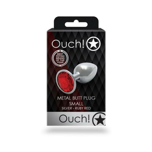 Shots Ouch! Round Gem Butt Plug Small Silver/ruby Red | SexToy.com