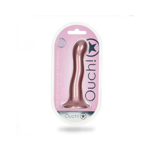 Shots Ouch! Ultra Soft Silicone 7 In. Curvy G-spot Dildo Rose Gold | SexToy.com