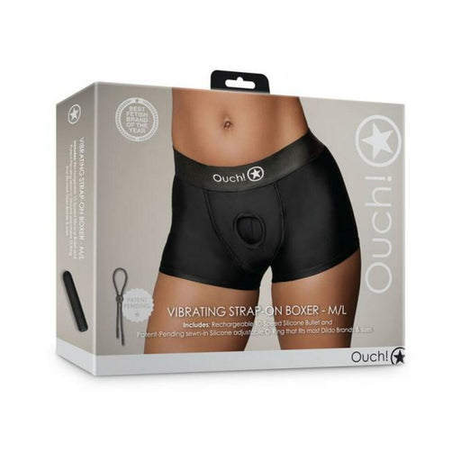 Shots Ouch! Vibrating Strap-on Boxer Black M/l - SexToy.com
