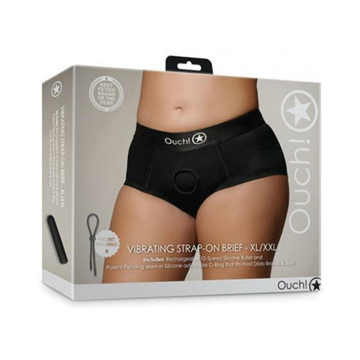 Shots Ouch Vibrating Strap On Brief - Black Xl/xxl - SexToy.com