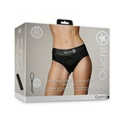 Shots Ouch Vibrating Strap On High-cut Brief - Black Xs/s - SexToy.com