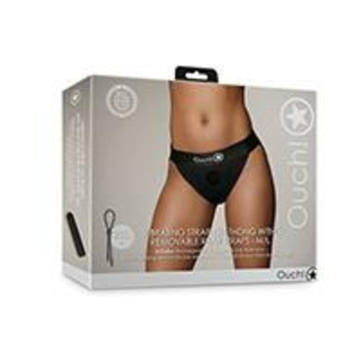 Shots Ouch Vibrating Strap On Thong W/removable Rear Straps - Black M/l - SexToy.com