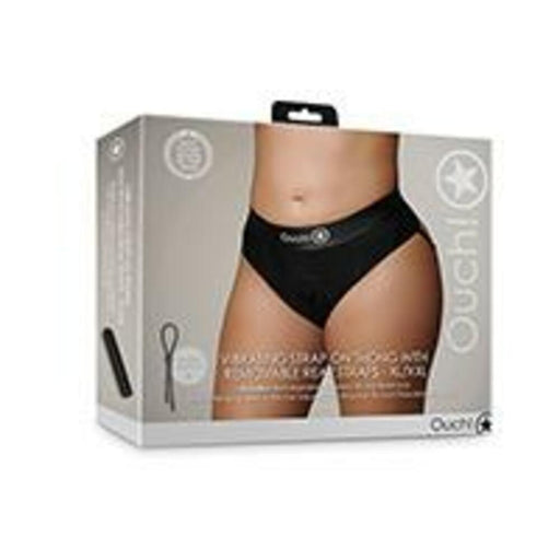 Shots Ouch Vibrating Strap On Thong W/removable Rear Straps - Black Xl/xxl - SexToy.com
