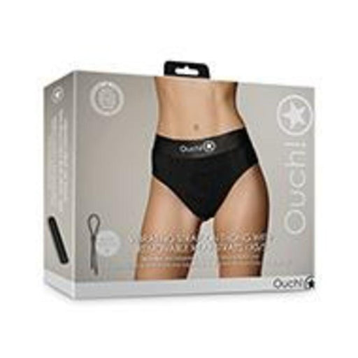 Shots Ouch Vibrating Strap On Thong W/removable Rear Straps - Black Xs/s - SexToy.com