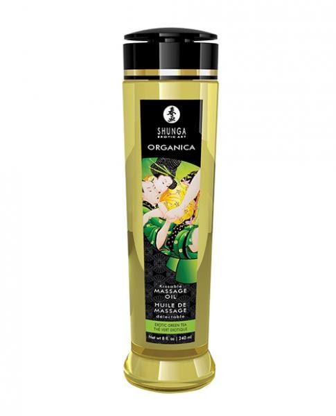 Shunga Organic Kissable Massage Oil - 8.5 Oz Exotic Green Tea | SexToy.com