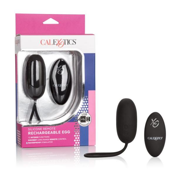 Silicone Remote Rechargeable Egg Vibrator Black | SexToy.com
