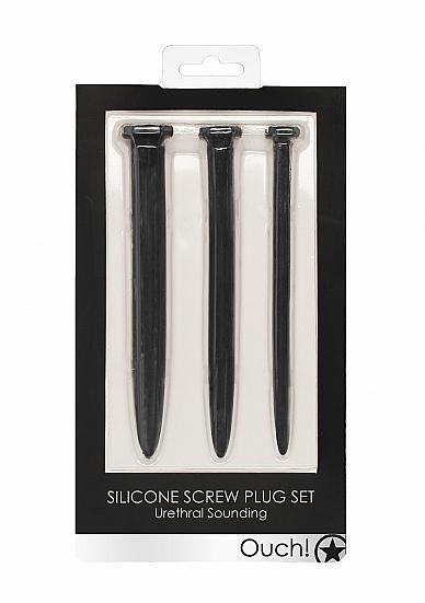 Silicone Screw Plug Set - Urethral Sounding - Black | SexToy.com