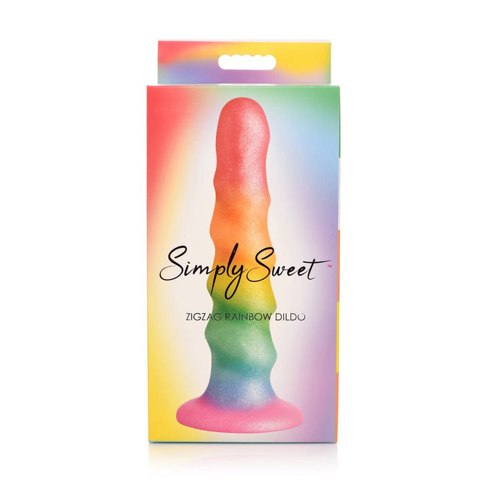 Simply Sweet Zigzag 6.5 In. Silicone Dildo Rainbow - SexToy.com