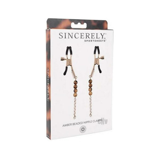 Sincerely, Sportsheets Amber Collection Adjustable Beaded Nipple Clamps Tortoiseshell | SexToy.com
