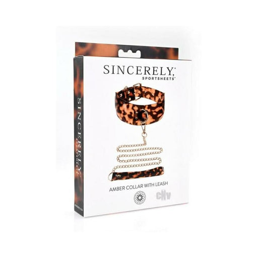 Sincerely, Sportsheets Amber Collection Adjustable Collar And Leash Tortoiseshell | SexToy.com