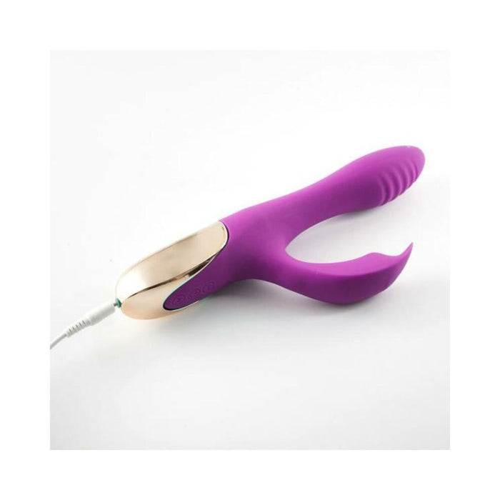 Skyler Rechargeable Silicone Bendable Rabbit Purple - SexToy.com