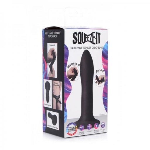 Squeezable Slender Dildo - Black | SexToy.com