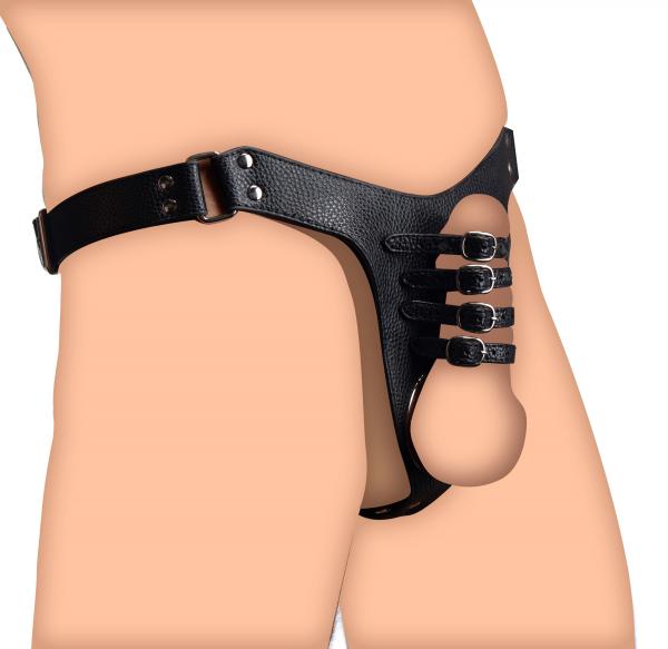 Strict Male Chastity Harness O/S Black  Leather | SexToy.com
