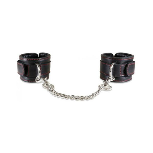 Sultra Lambskin Handcuffs With 5.5 inches Chain Black - SexToy.com
