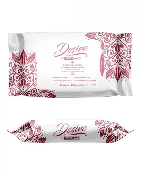 Swiss Navy Desire Unscented Feminine Wipes 25ct One Pack | SexToy.com