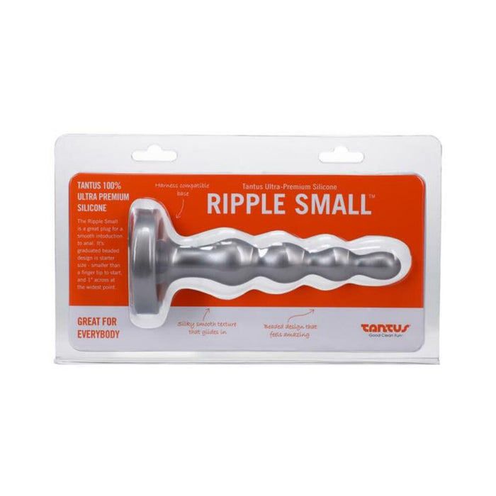 Tantus Ripple Small 8 In. Anal Beads Dildo Firm Silver | SexToy.com