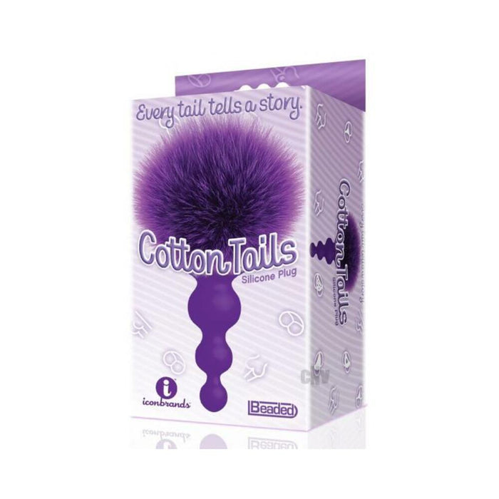 The 9's Cottontails Silicone Bunny Tail Butt Plug Beaded Purple | SexToy.com