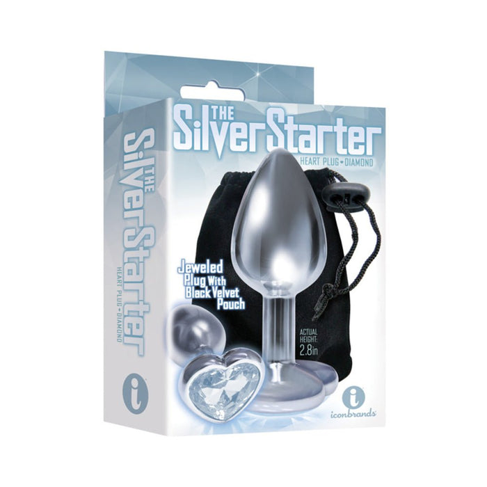 The 9's, The Silver Starter, Bejeweled Heart Stainless Steel Butt Plug | SexToy.com