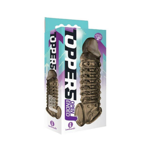 The 9's Toppers Open-ended, Ribbed, And Nubbed Penis Extender - Smoke | SexToy.com
