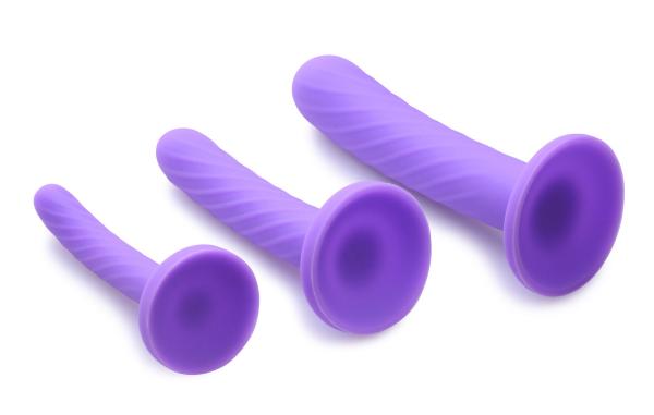 Tri-Play Silicone Dildo 3 Piece Set Purple | SexToy.com
