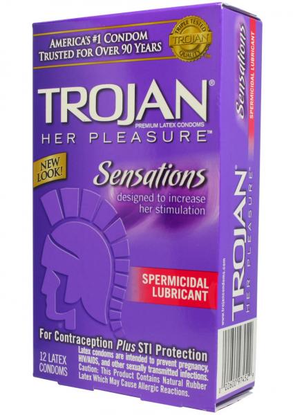 Trojan Her Pleasure Sensations Armor Spermicidal Condoms 12 Pack | SexToy.com