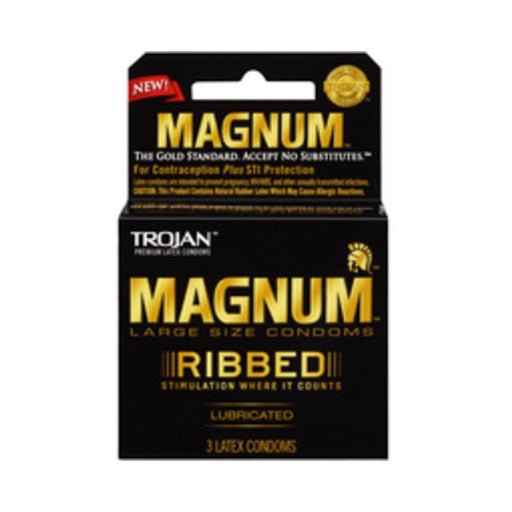 Trojan Magnum Ribbed Latex Condoms 3 Pack | SexToy.com