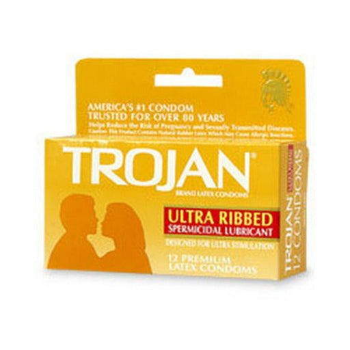 Trojan Stimulations Ultra Ribbed 12 Pack - SexToy.com