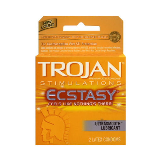 Trojan Ultra Ribbed Ecstasy Lubricated Condoms 2 Pack | SexToy.com