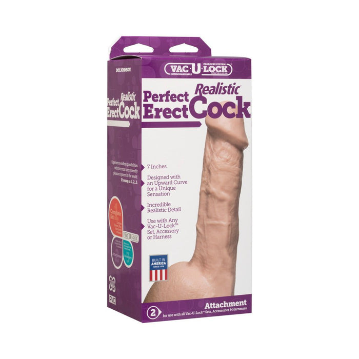 Vac-U-Lock 7" Realistic Perfect Erect Cock - Beige - SexToy.com