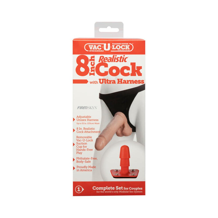 Vac-U-Lock Set 8" Realistic Cock with Ultra Harness - SexToy.com