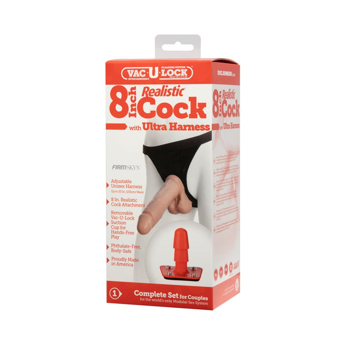 Vac-U-Lock Set 8" Realistic Cock with Ultra Harness - SexToy.com