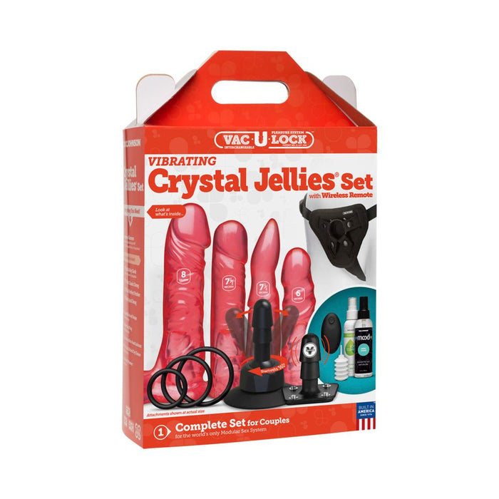 Vac-U-Lock Vibrating Crystal Jellies Set with Remote - Pink - SexToy.com