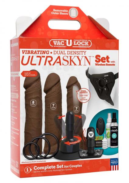 Vac-U-Lock Vibrating Ultraskyn Couples Set with Remote - Brown | SexToy.com