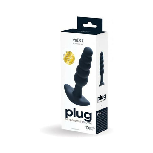 Vedo Plug Rechargeable Silicone Vibrating Anal Plug Black | SexToy.com