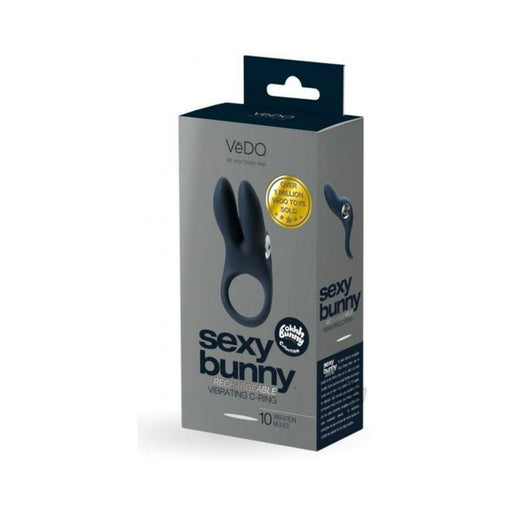 Vedo Sexy Bunny Rechargeable Vibrating C-ring Black Pearl | SexToy.com
