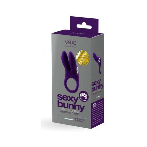 Vedo Sexy Bunny Rechargeable Vibrating C-ring Deep Purple | SexToy.com
