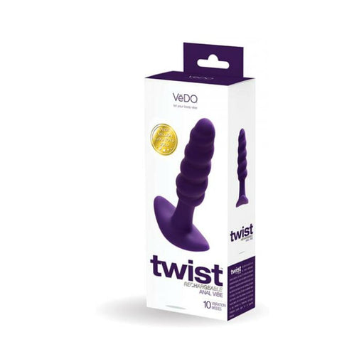 Vedo Twist Rechargeable Silicone Vibrating Anal Plug Purple | SexToy.com