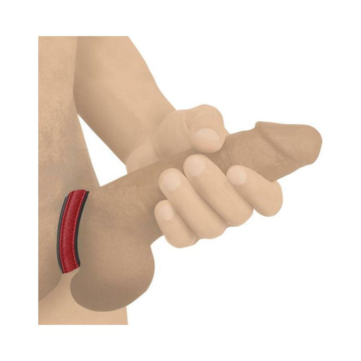 Velcro Leather Cock Ring - Red - SexToy.com