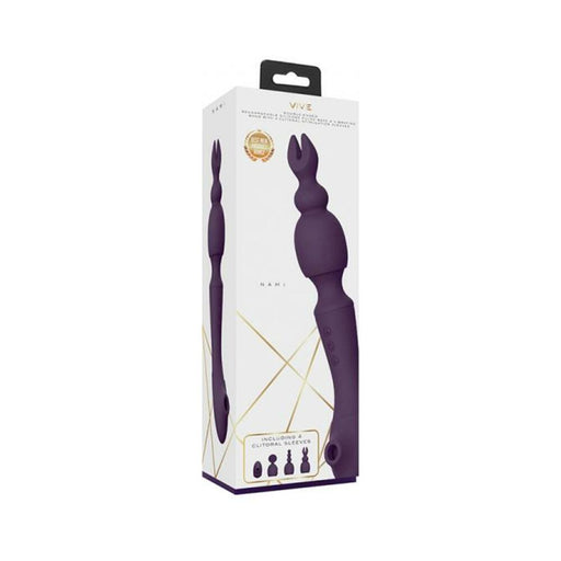 Vive - Nami Rechargeable Pulse-wave Double-ended Silicone Wand With Interchangeable Sleeves - Purple | SexToy.com